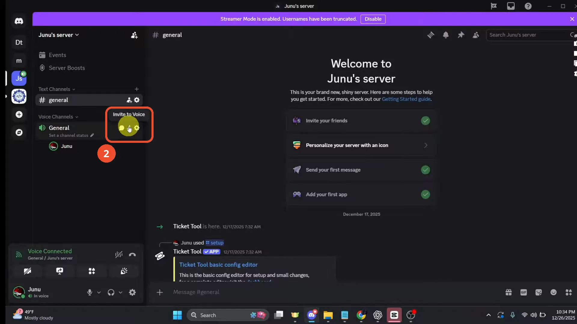Hover the channel and click Invite to Voice