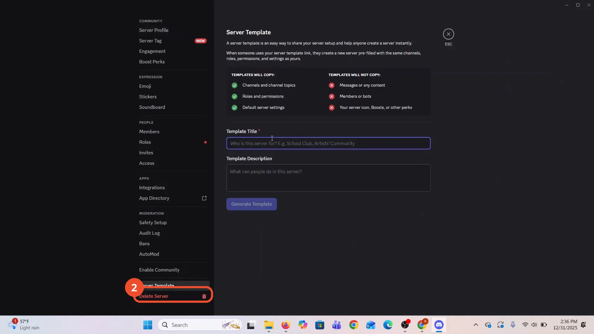 Open Server Template