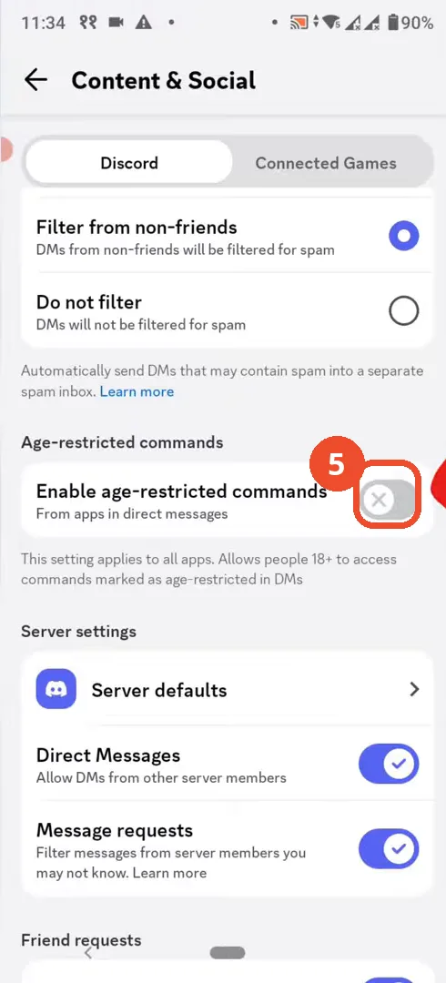 Turn on age-restricted commands