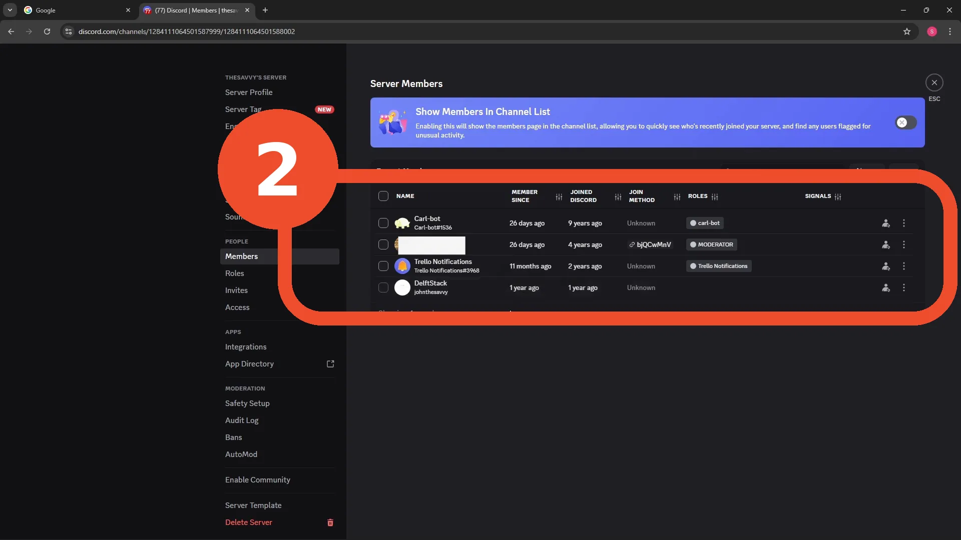 Open the Members list