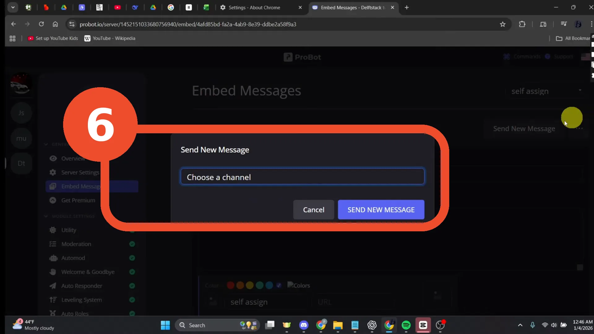 Send the embed to a channel