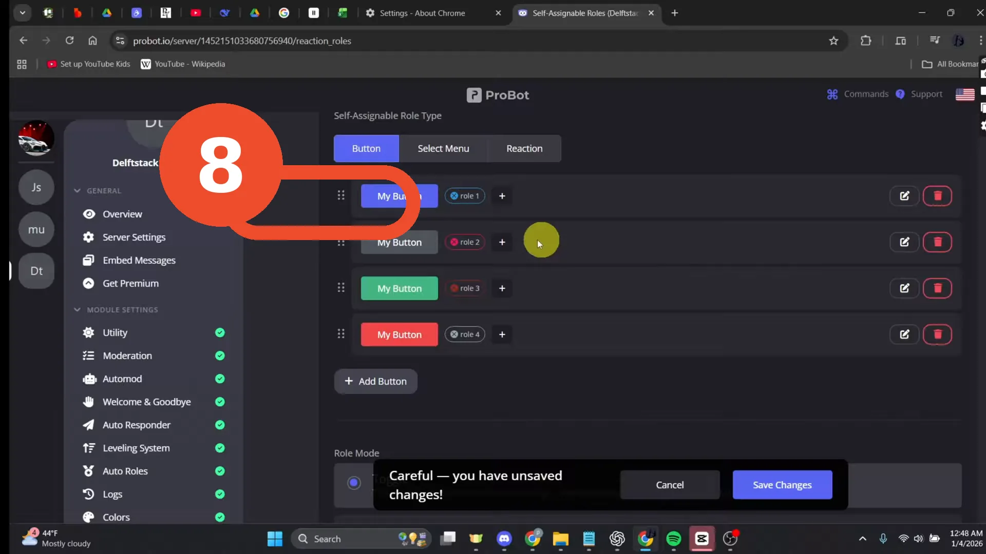 Add one button per role