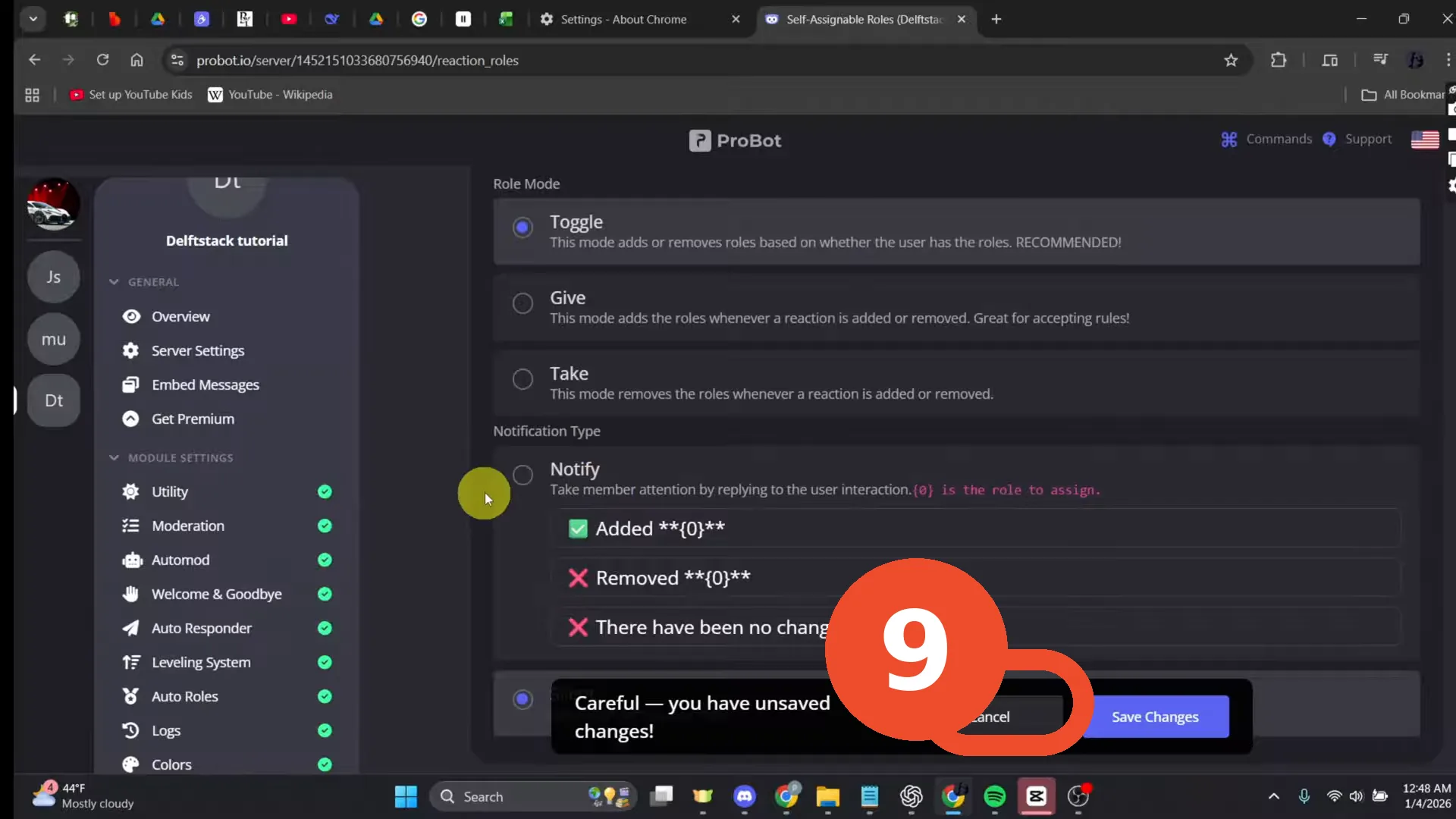 Set Role Mode to Toggle and save