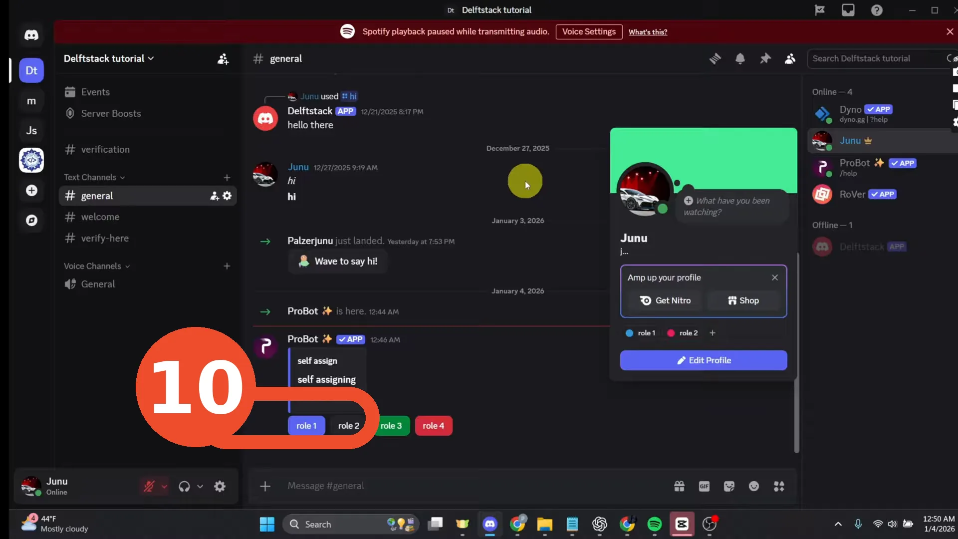 Test the buttons in Discord