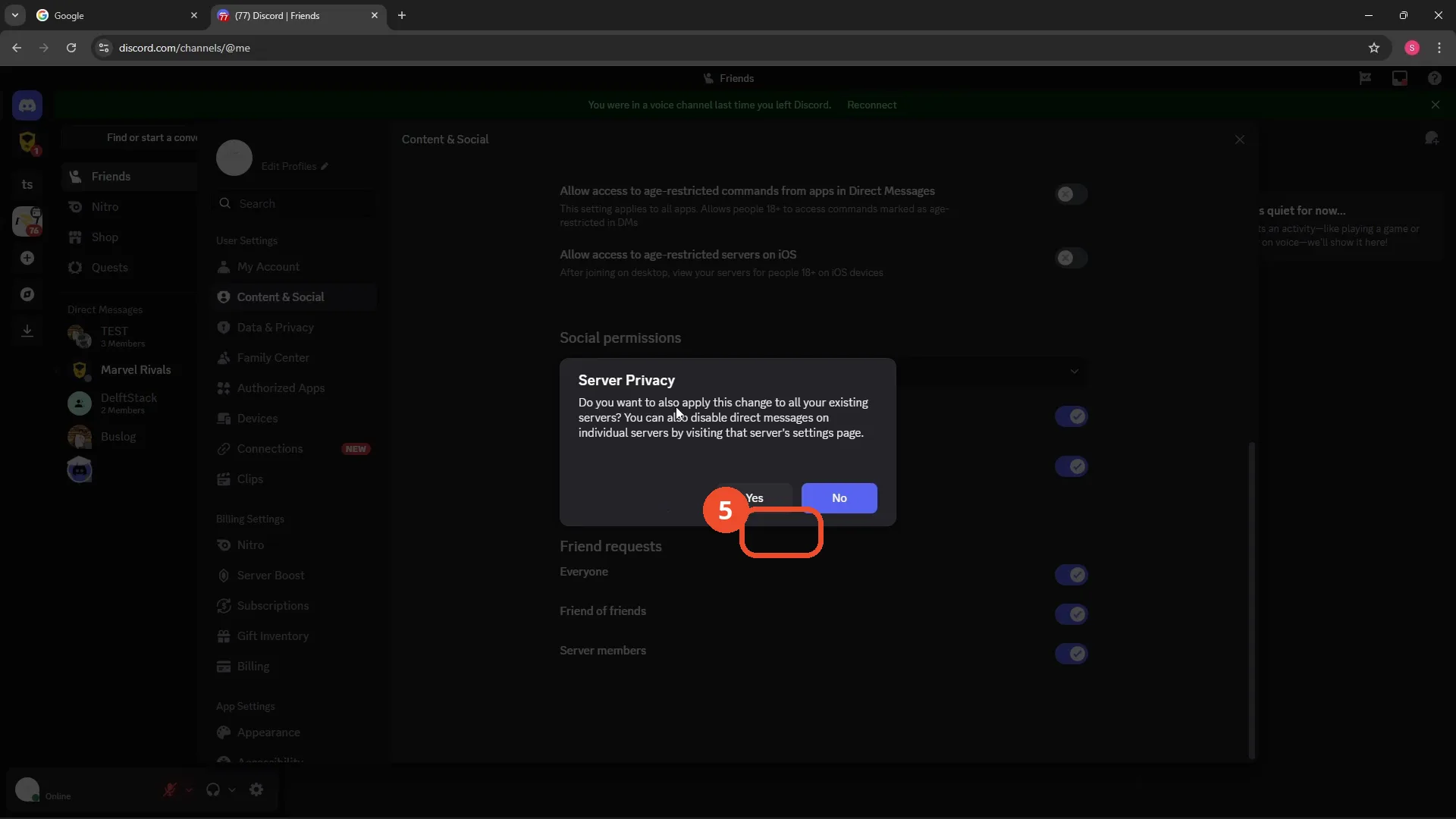 Apply the change to all existing servers