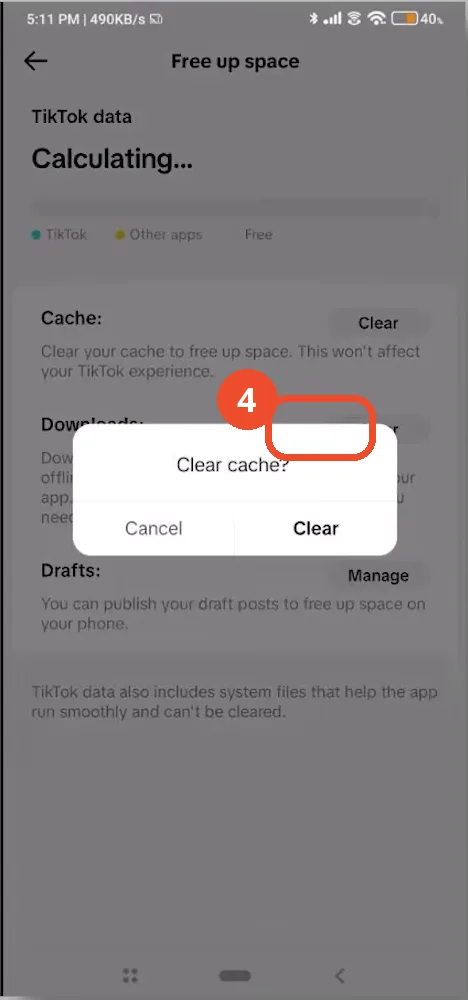 Confirm clearing the cache