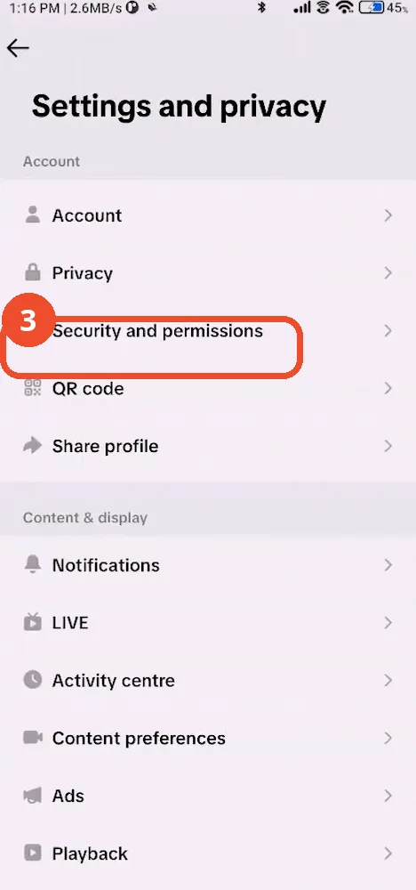 Open Security and permissions