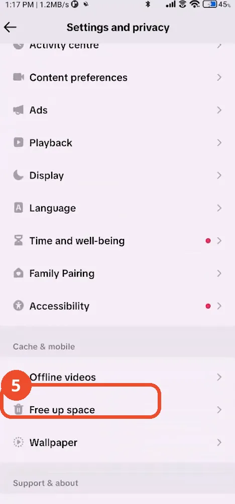 Open Free up space