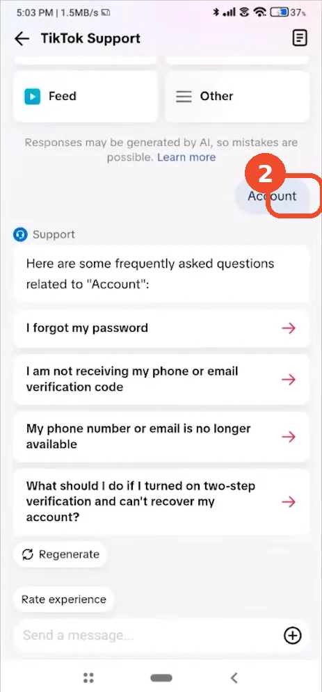 Rule out a restriction in TikTok Support