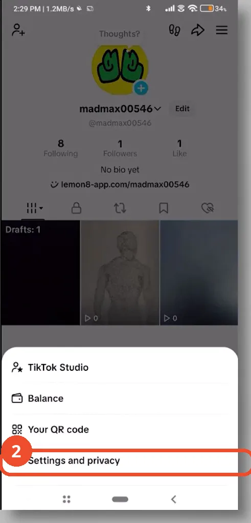 Open Settings and privacy