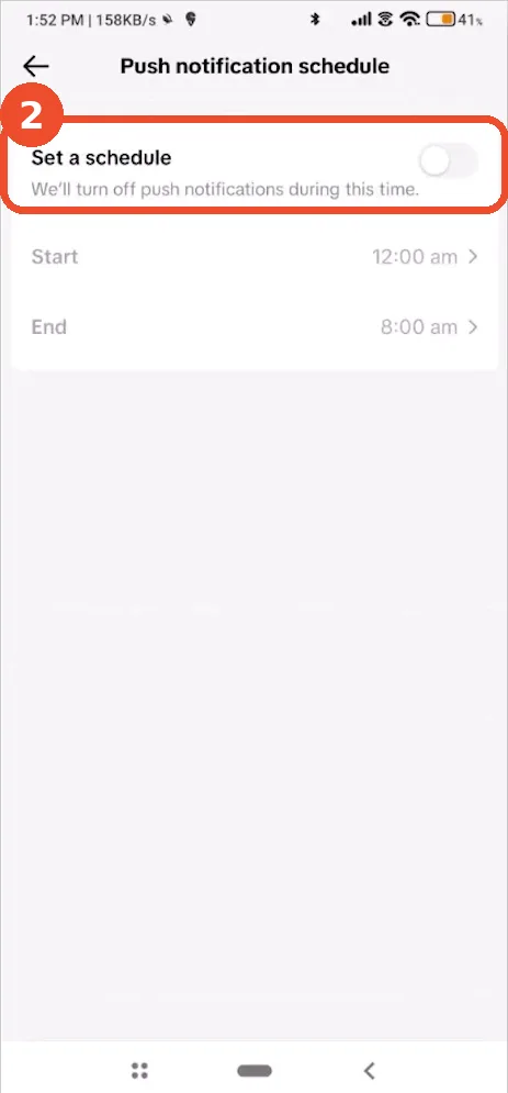 Check the push notification schedule