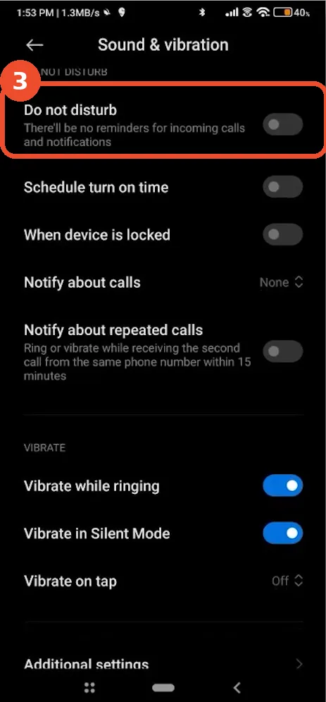 Turn off Do not disturb