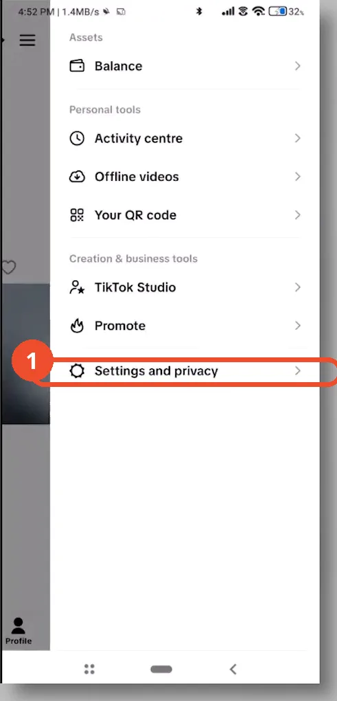 Open Settings and privacy