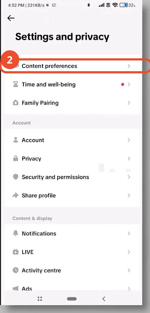 Open Content preferences