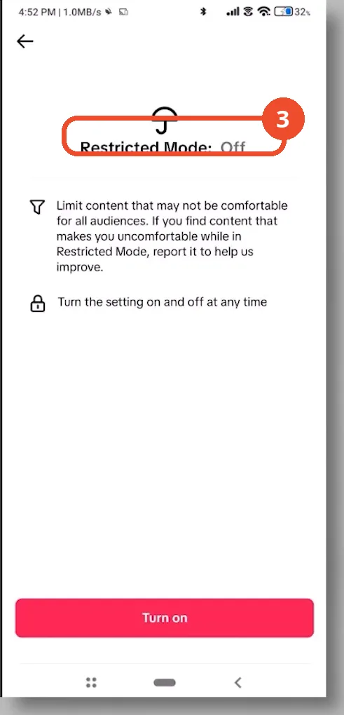 Turn off Restricted Mode