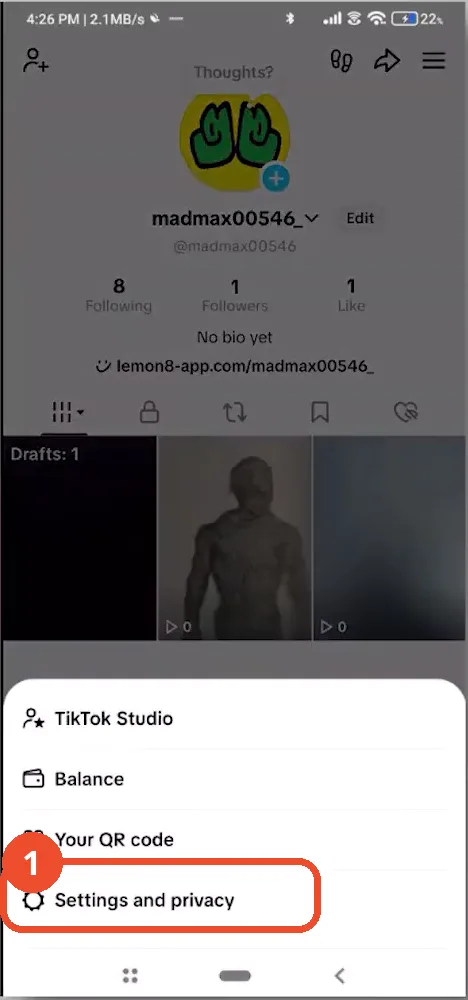 Open Settings and privacy