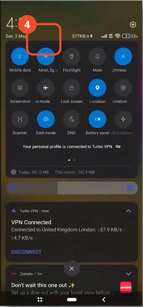 Switch to a different network
