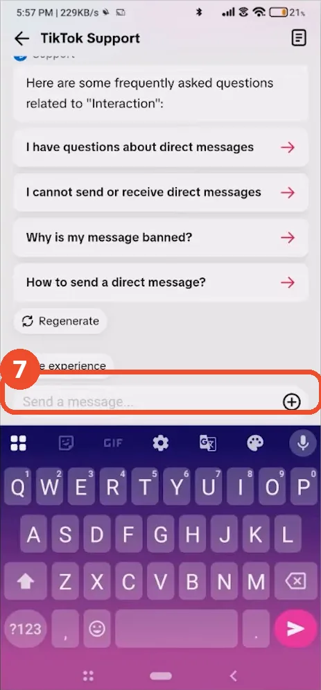 Send your appeal to TikTok Support