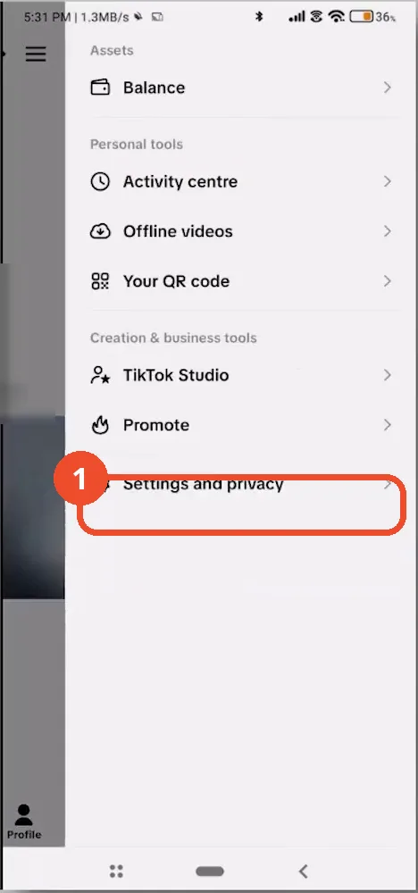 Open Settings and privacy