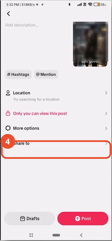 Tap More options on the post screen