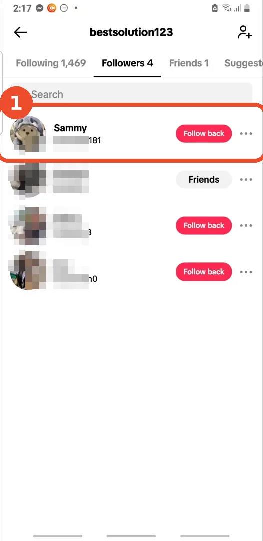 Open your Followers list and pick the person