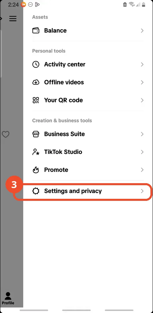 Open Settings and privacy