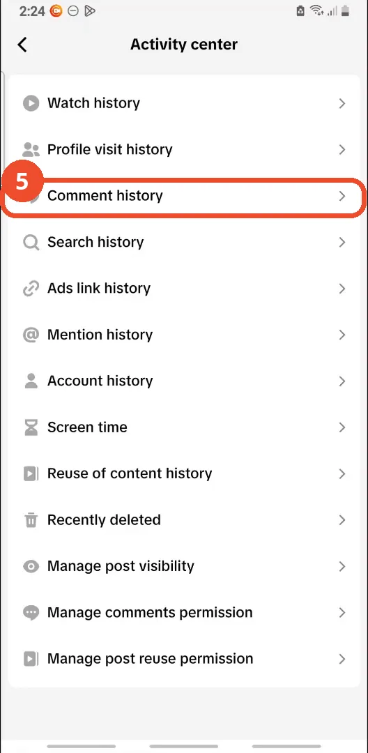 Open Comment history