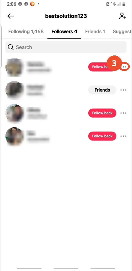 Tap the three dots next to a follower