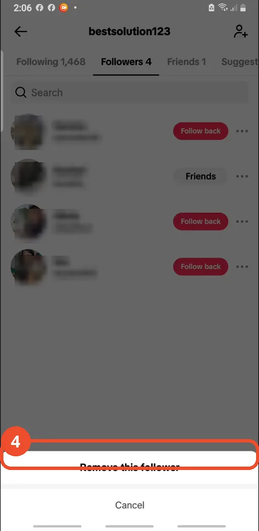 Tap Remove this follower