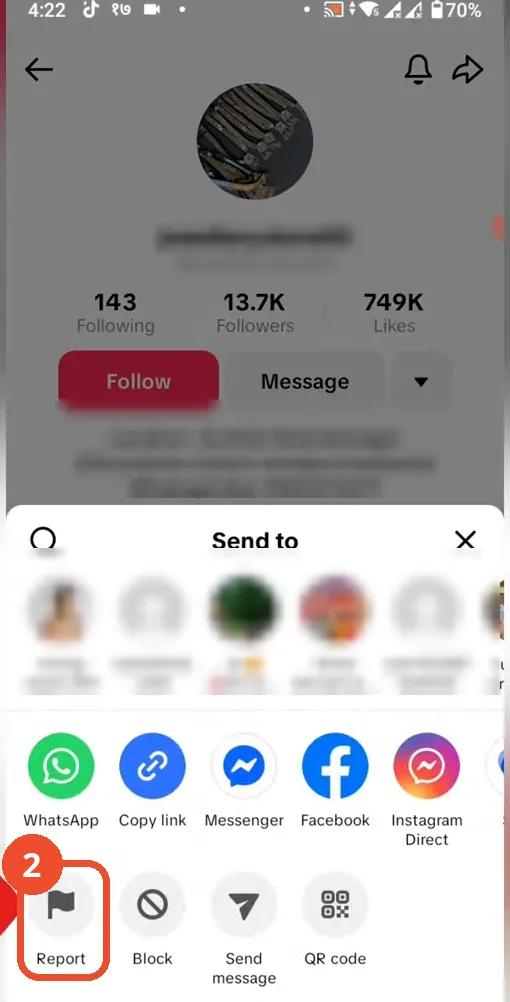 Tap Report in the share sheet
