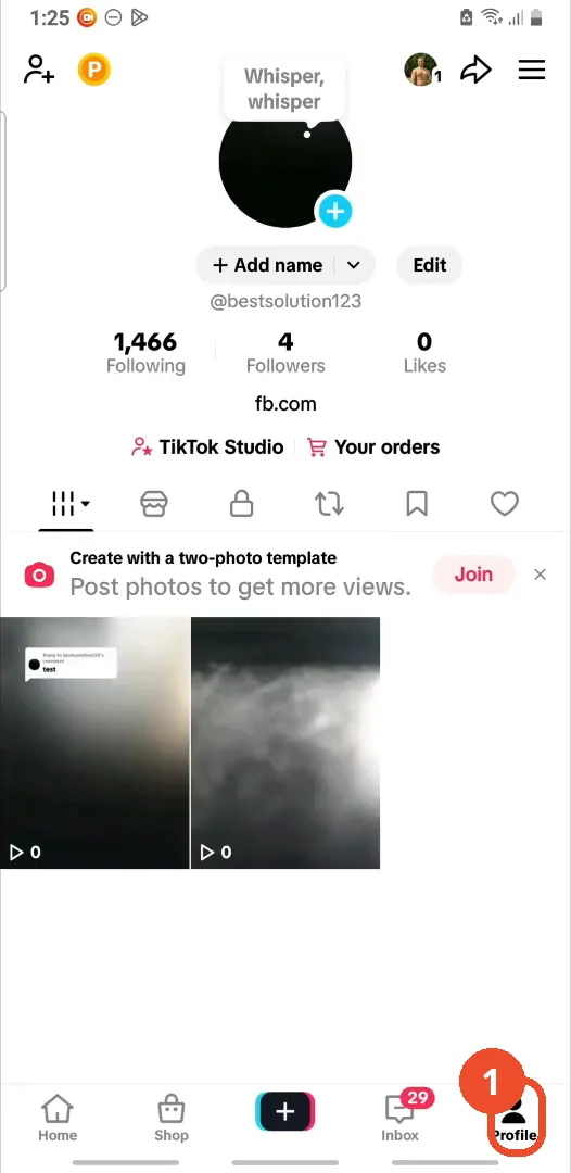 Tap Profile at the bottom right