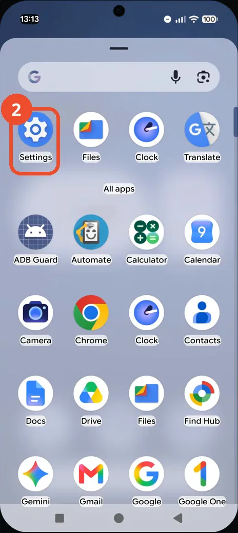 Tap Settings in the app drawer