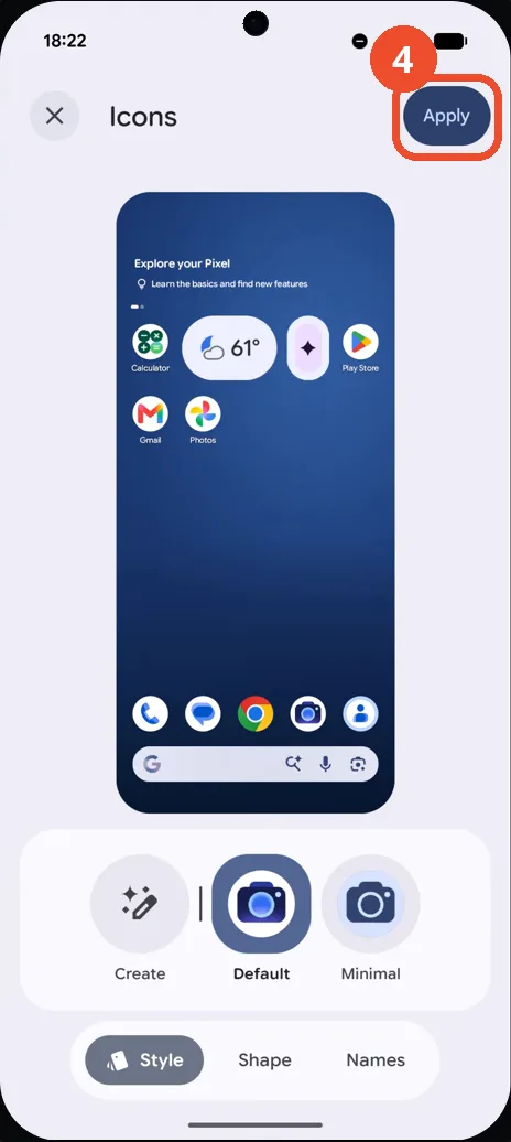 Tap Apply in the top-right corner
