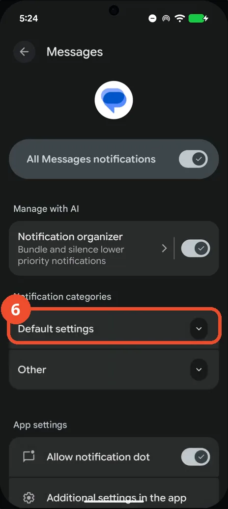 Expand Default settings