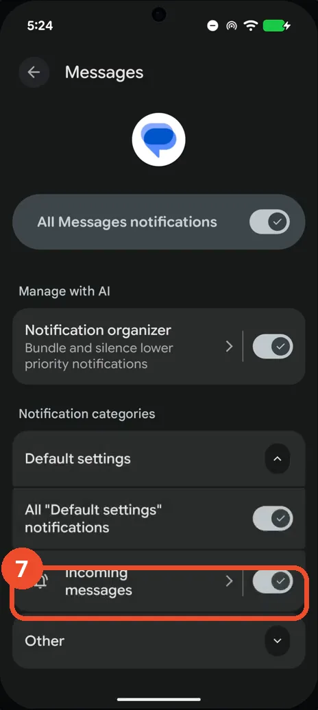 Open Incoming messages