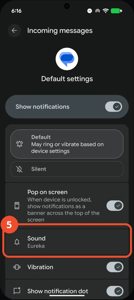 Tap Sound, currently set to Eureka