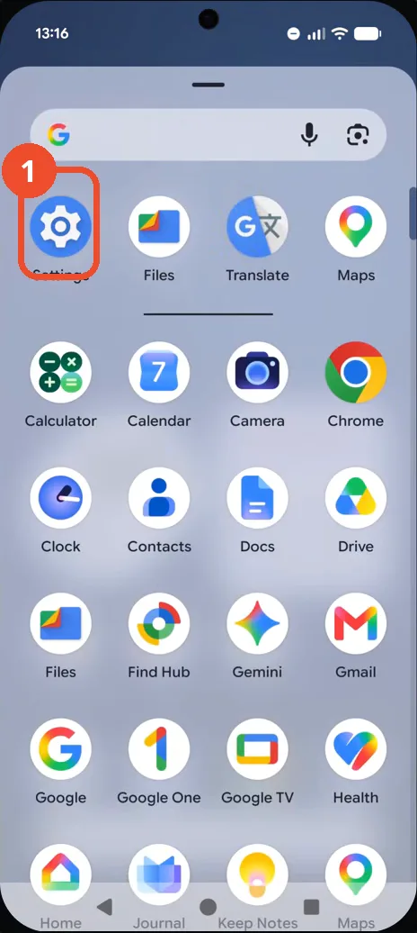 Open Settings from the app drawer