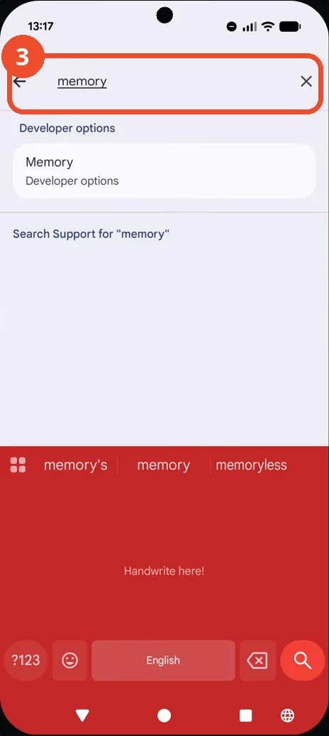 Type memory in the search box