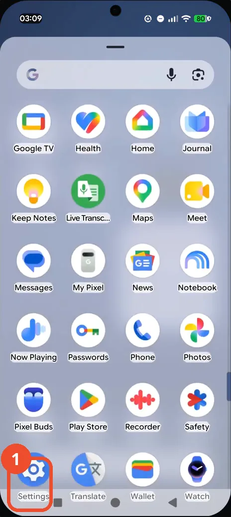 Open Settings from the app drawer