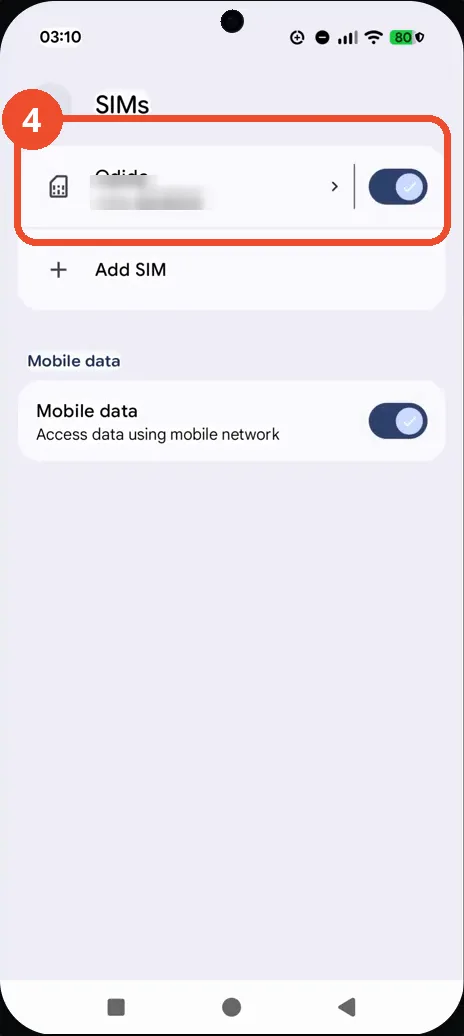 Select the Odido SIM