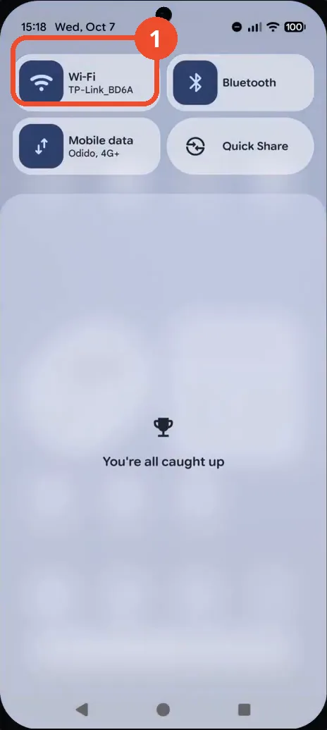Swipe down once for the notification shade