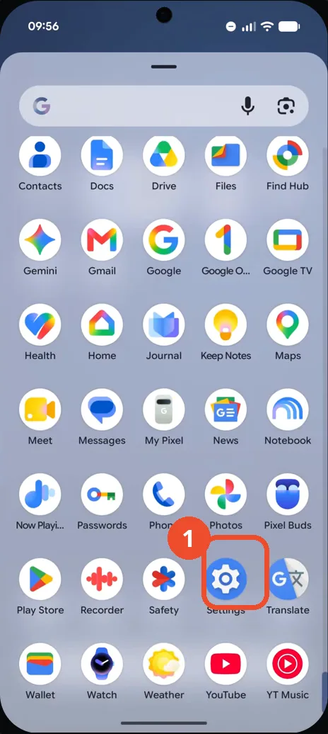 Open Settings from the app drawer