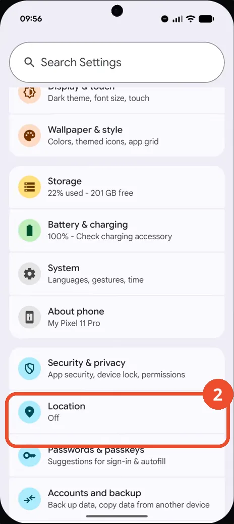 Scroll to Location and tap it