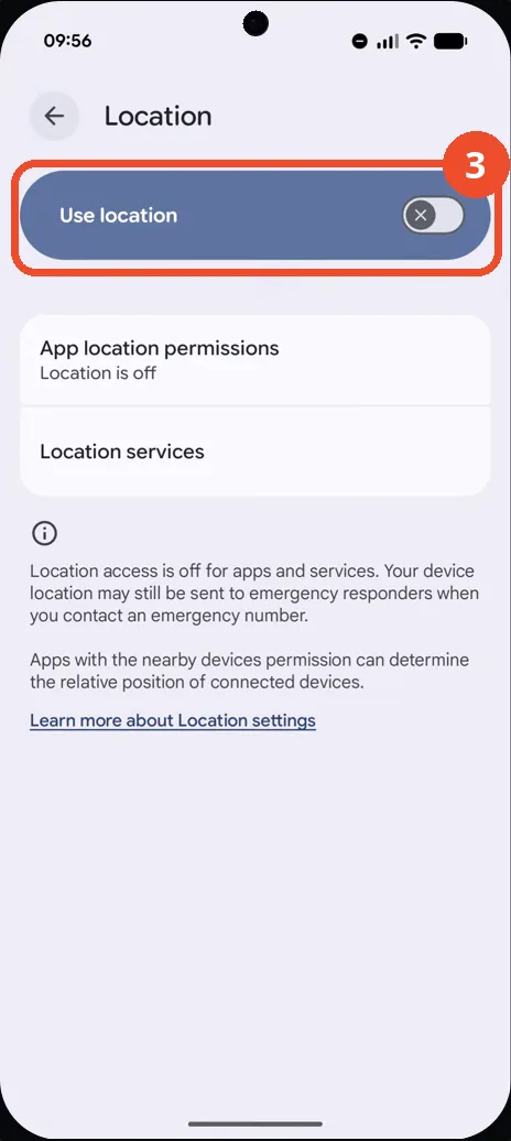 Find the Use location switch