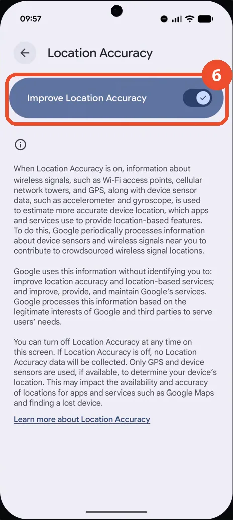 Confirm Location Accuracy is on
