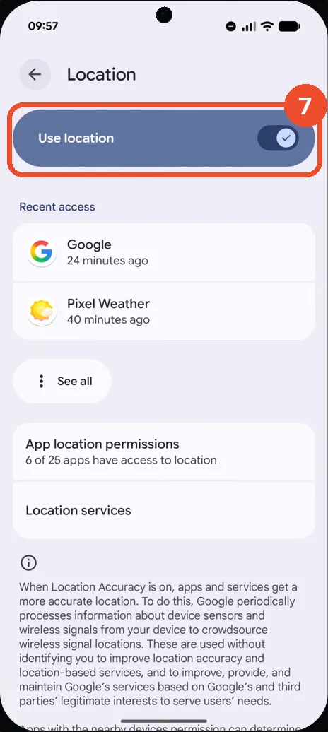 Go back and confirm location is on