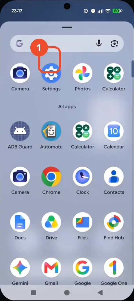 Swipe up and tap Settings