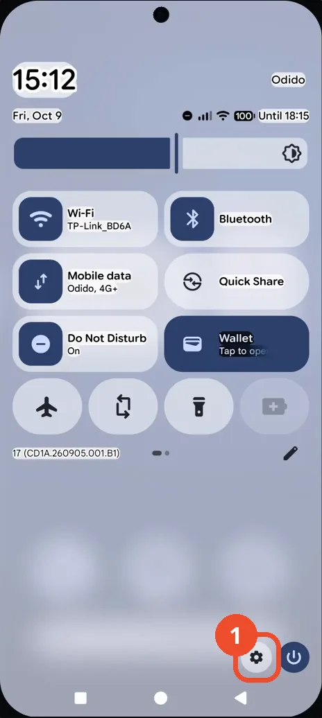 Swipe down twice and tap the gear icon to open Settings