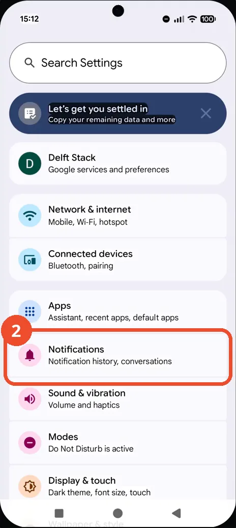 Tap Notifications in the Settings list