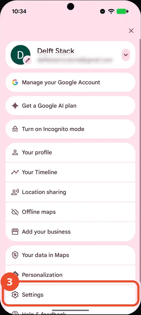 Tap Settings in the profile menu